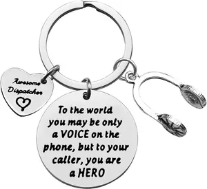 EMT Emergency Dispatcher Keychain - 911 Operator Appreciation Gift - Funny Keychain for Awesome Dispatcher - Retirement and Thank You Jewelry