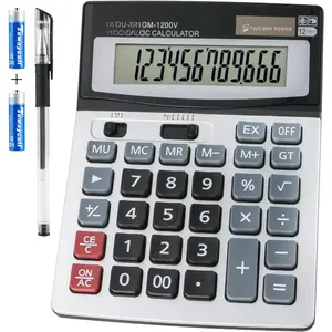 Desk Calculator 12 Digit  LCD Display, Touch Comfortable with Big Buttons,  Two Way Power  and Solar Standard Function Office Calculators