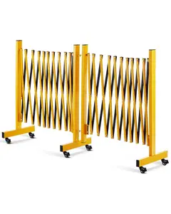 GARVEE 6FT Expandable Metal Barricade with Lockable Casters, Adjustable Folding Safety Barrier for Crowd Control and Construction, Portable Heavy-Duty Traffic Fence with Easy Storage and Mobility