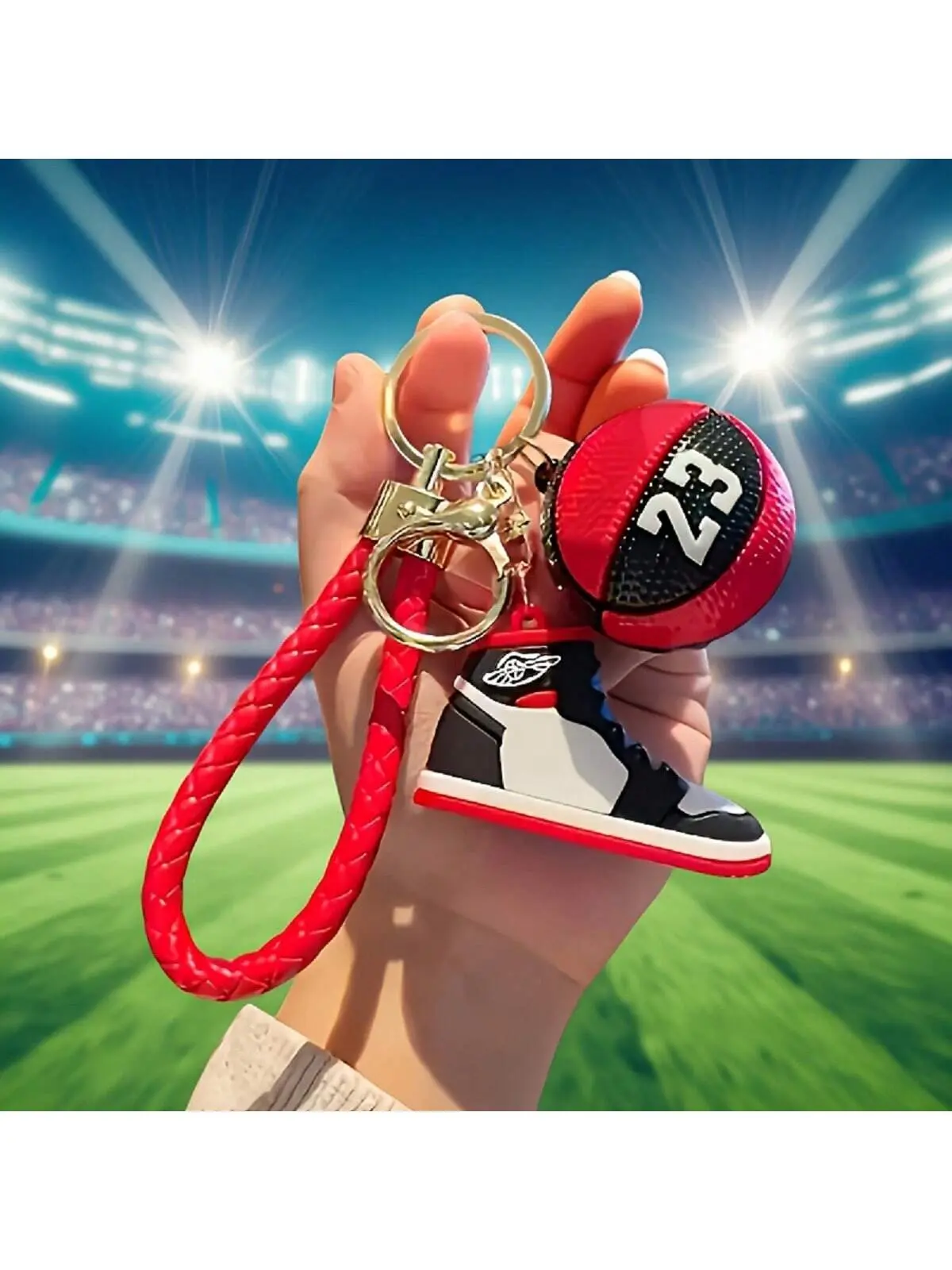Cute 3Pcs Basketball Shoe Keychain Gift Set, Fashion Bag Pendant Decor Key Ring, Perfect Sports Souvenir Present For Boys Basketball Fans