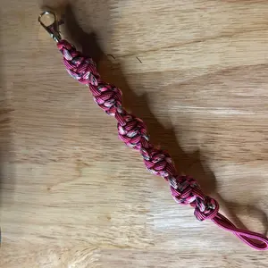 Handmade 550 Cord Keychain in Pink Black White Camouflage DNA Style Knot for Outdoor Enthusiasts