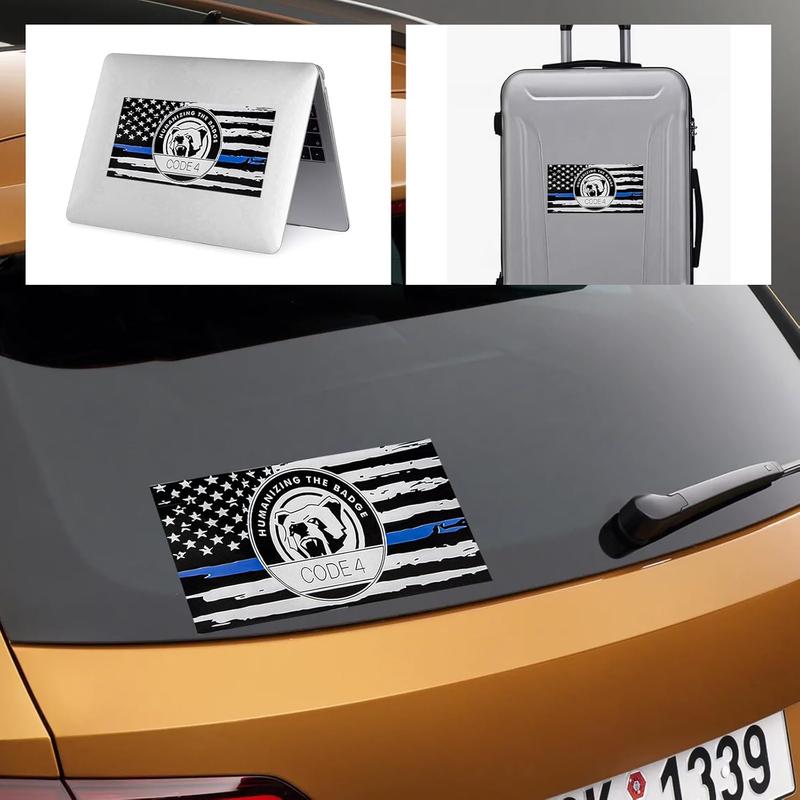 10 Packs Thin Blue Line Sticker - Code 4, Thin Line Flag Car Decal, Police Support Stickers - American Flag Thin Blue Line Decal for Cars, Trucks, Windows, Laptops