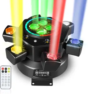 Moving Head Dj Lights for Parties, Stage Light 6-in-1 LED RGBW 6 Arms DJ Lights for Parties Support DMX-512 & Sound Activated, Stage Light for Party