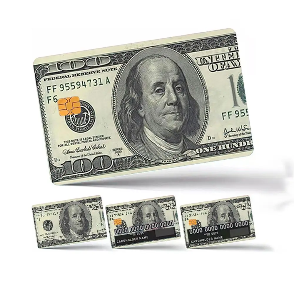 Money Pattern Credit Card Skin Sticker, 4 Counts/Set Thin Waterproof & Anti-scratch No Residue Sticker, Personalized Bank Card Skin Protector, Girly O