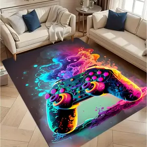 Colorful Splash Game Controller Flannel Area Rug Oversized Soft Plush Mat for Gaming Room&Bedroom, Non-SlipThick Vibrant Video Game Pattern Home Decor for Gamer Enthusiasts #ColorfulSplashRug #GamingControllerCarpet #GamerRoomDecor #FlannelMat #NonSlipRug