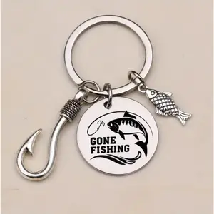 4pcs-"You're My Best Catch" Stainless Steel Keychain — Gift for Fishing Enthusiasts (Featuring Fishhook Charm)