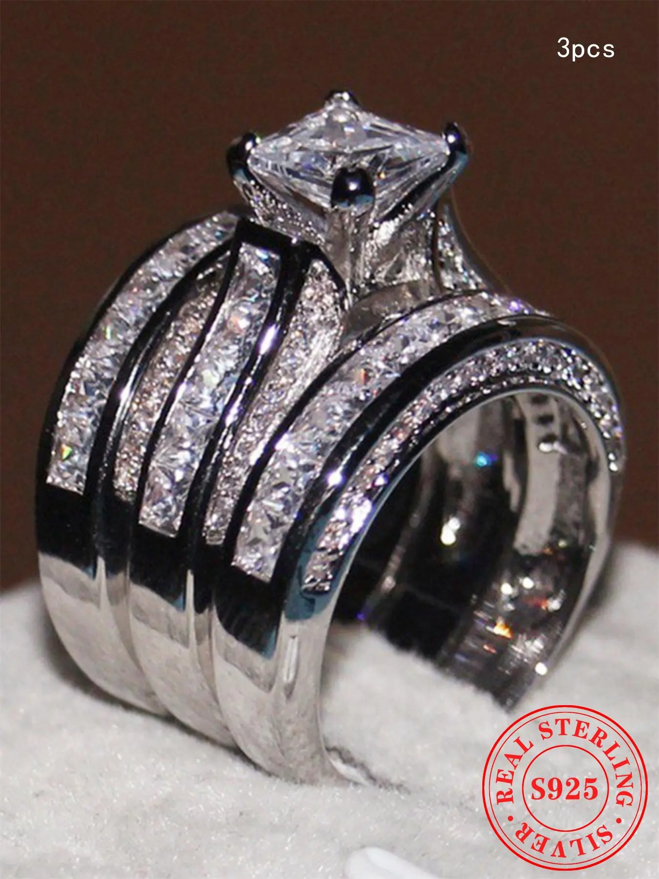 Beautiful rings, Rings for Women, 925 Sterling Silver Artificial Zircon Decorated Ring, Statement Rings, Gifts for Girlfriend, Fashion Accessories for Women, All-match Jewelry for Birthday Wedding Gift Ring, Engagement Rings