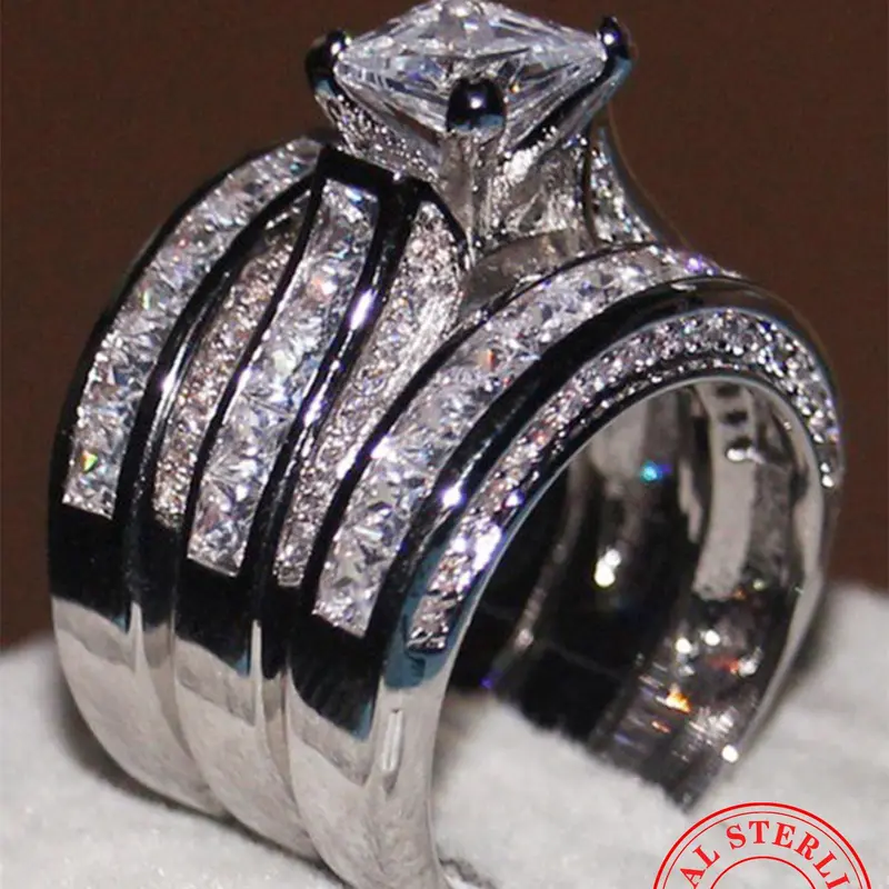 Beautiful rings, Rings for Women, 925 Sterling Silver Artificial Zircon Decorated Ring, Statement Rings, Gifts for Girlfriend, Fashion Accessories for Women, All-match Jewelry for Birthday Wedding Gift Ring, Engagement Rings