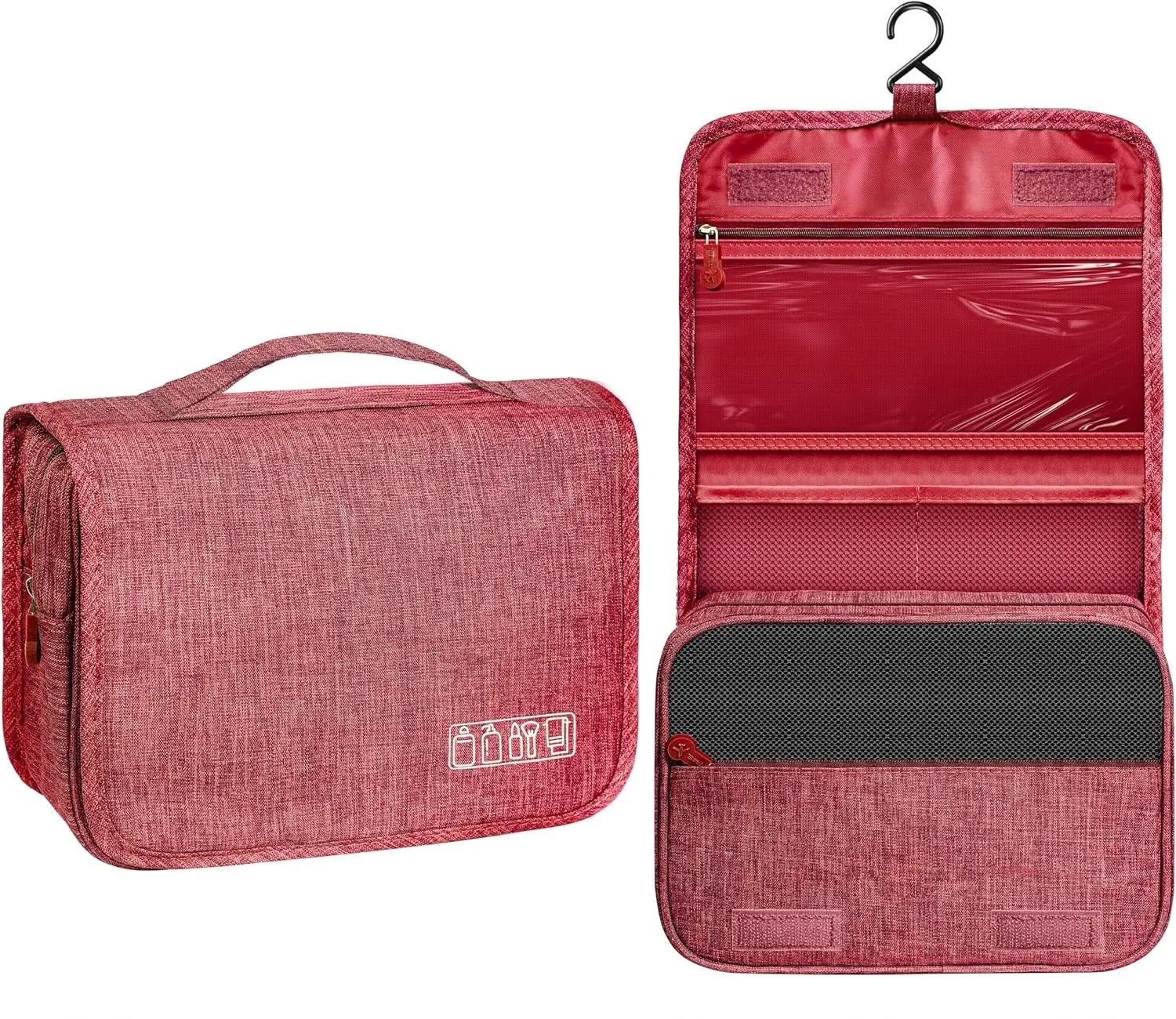 Large Capacity Travel Toiletry Bag, 1 Count Portable Hanging Travel Wash Pouch, Waterproof Cosmetic Zipper Pouch for Home Bathroom Dormitory Office Travel, Multifunctional Toiletry Bag, Toiletries Travel Bag