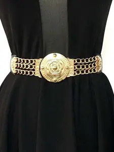 Women's Fashion Metal Flower Elastic Waist Belt, Adjustable Chain Waist Strap, Dress Decoration, Stylish and Trendy Accessory