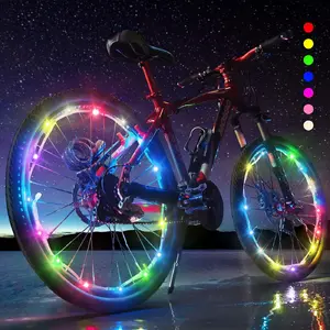 2-Tire Pack Bike Wheel Lights - Waterproof LED Bike Spoke Lights for Adult Bike/Kids Bikes Night Riding - 7 Colors LED Outdoor Bicycle Tire Safety Light Bike Spoke Decorations