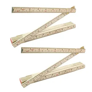 2 Pack Folding  Rulers, 6.6  2 Meters Wooden Foldable Ruler Double Sided with Inch and Metric Measurements for Carpenter Engineers Woodworking DIY Craft
