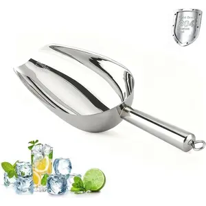 12 Oz 304 Stainless Steel Ice Scoop with Magnetic Hook - Heavy Duty Commercial Ice Shovel for Ice Maker & Freezer, Large Scooper for Bar Kitchen Party & Pet Food, Easy to Clean (Silver)