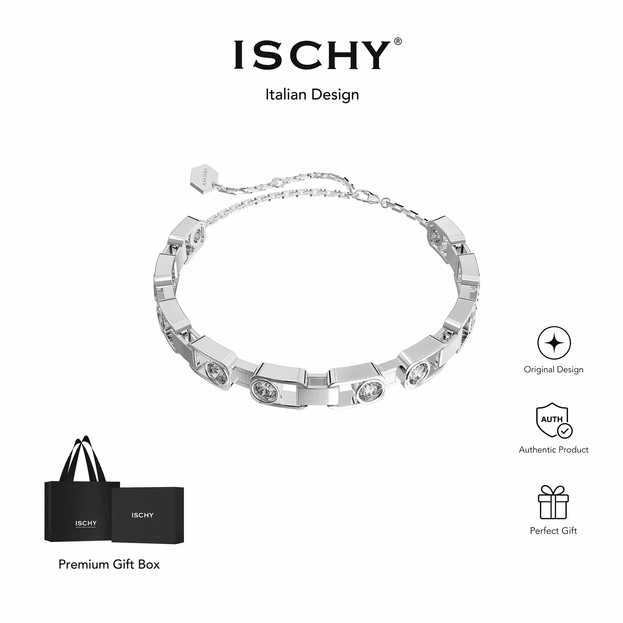 iSchy Geometric Link Bracelets for Women, Adjustable Stackable Hypoallergenic Chain Jewelry for Daily Wear Wedding Party