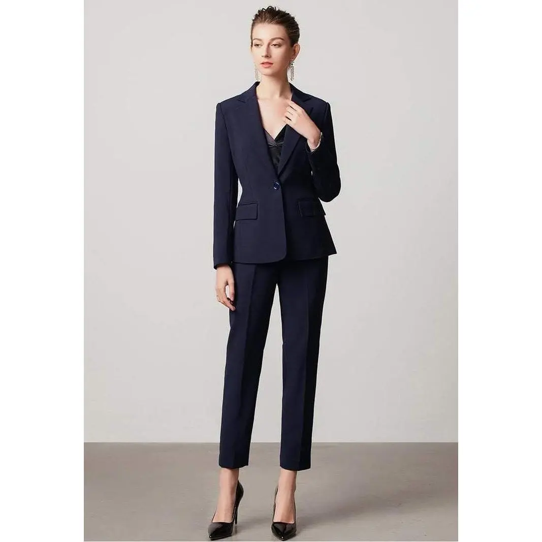 Navy Blue V-neck Pantsuit