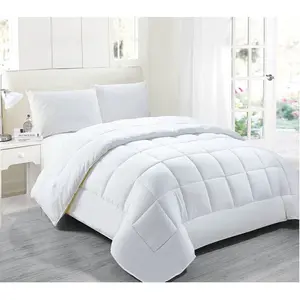 Legacy Decor Down Alternative Hypoallergenic Comforter White Color Silky Soft Box-Stitched Microfiber Twin Queen King Sizes Machine Washable