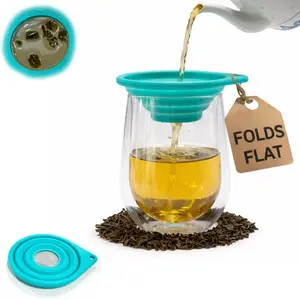 Foldable Silicone Ultra-Fine Mesh Filter, Tea Strainer, Flat Silicone Funnel, Ideal for Camping and RV Life, Durable and Portable Design
