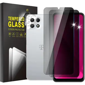 [4 Pack] 2 Pack  Screen Protector for T-Mobile Revvl 7 5G with 2 Pack Camera Lens Protector, 9H Hardness, Anti Spy Anti Peeping, Easy Installation