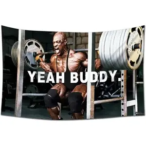 Yeah Buddy Motivational Gym Banner Tapestry Inspire Your Workout with this Banner - Perfect Fitness Wall Decor for Gym, Dorm Stay Motivated with Cool Motivation Art Wall Hanging Tapestry