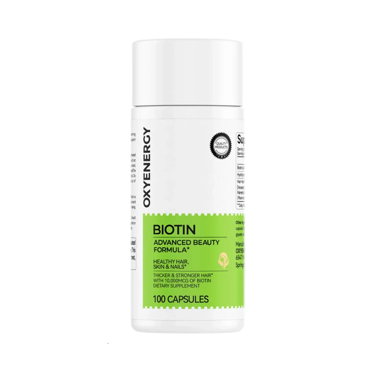 OXYENERGY Biotin Hair Growth Dietary Capsules - Nutrient-Rich Selfcare Beauty Supplement with Biotin Botanical Blend, Saw Palmetto, Botanical Extracts for Hair/Skin/Nails Support