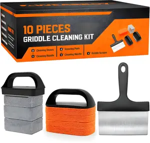 Griddle Cleaning Kit for Flat Top Grill – BBQ Grill Cleaner Set with Scraper, Brush & Grill Stone | Griddle Cleaning Tools for Blackstone, Outdoor Cooking Grill griddle cleaning kit, flat top grill cleaner, blackstone grill cleaning, bbq cleaning tools 1