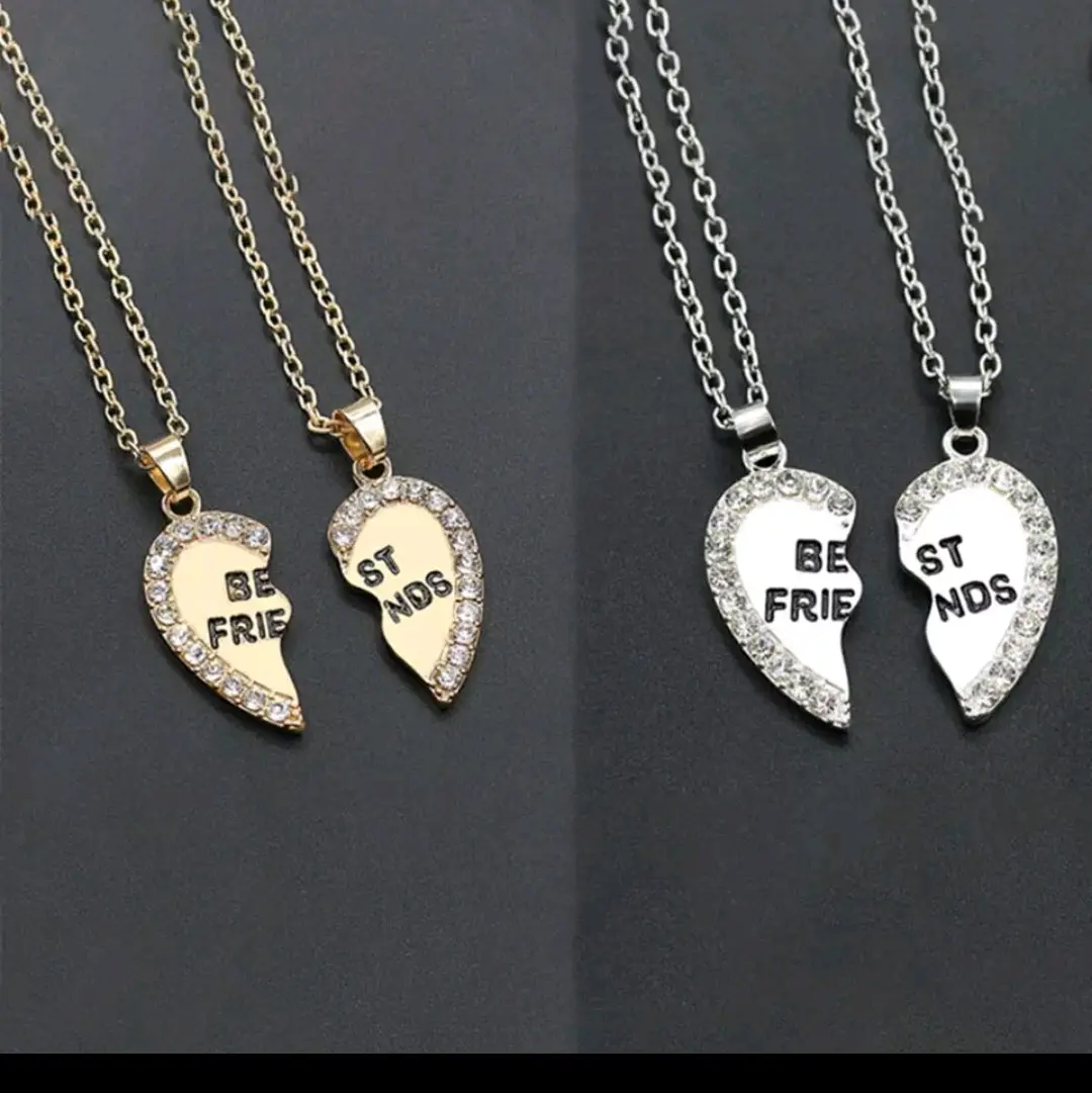 Best Friend Necklace, Bestie Necklace, Bff Gift, Charm Necklace, Rhinestone Necklace, Bestie Gift, Gift for her