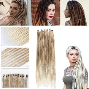 24 Inch Ombre Blonde Synthetic Dreadlock Extensions, 20 Strands 0.6cm Width Single Ended Hippie Dreads, Reggae Style Crochet Hair for Women with Free Crochet Hook