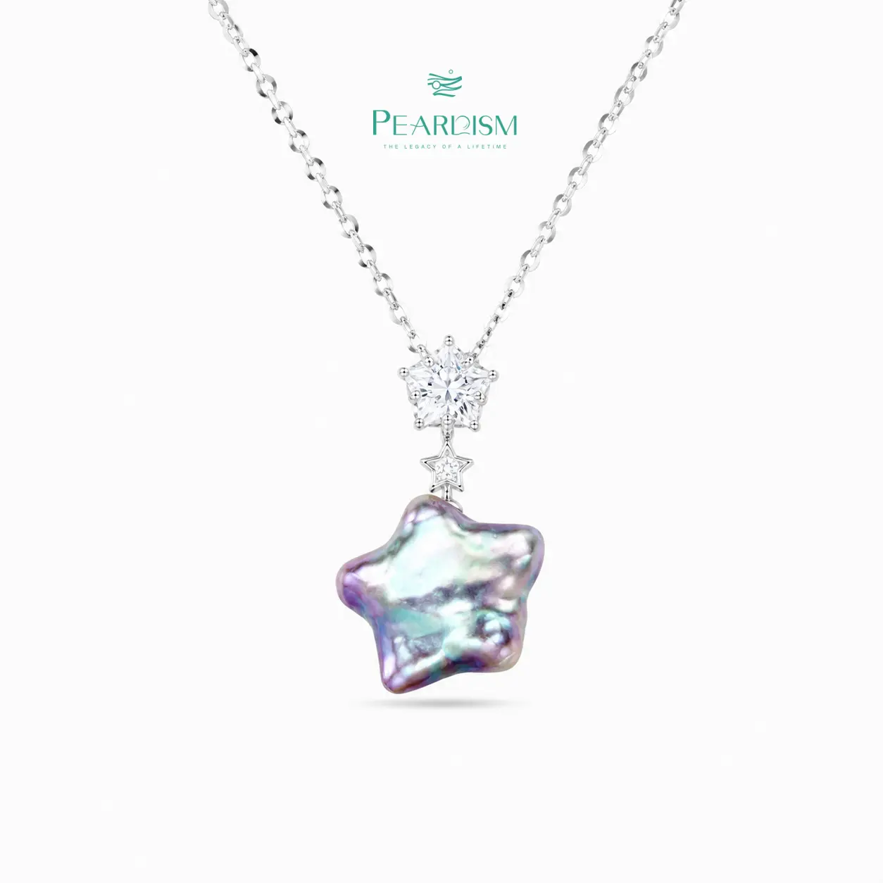 PEARLISM Trendy Everyday Star Baroque Pearl Pendant | Iridescent Silver/Gold CZ Hypoallergenic-AFBP004【Shop】