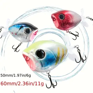 3pcs 6g/11g Surface Popping Micro Lures - Double Propeller Floating Baits for Trout & Bass Fishing, Lifelike Swimming Action
