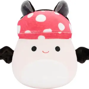 Malcolm 5in SQUISHMALLOW Mushroom Bat with Adorable Polka Dot Hat and Soft Plush Material for Kids