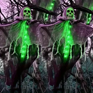 2025 Halloween Party Spooky Yard Decoration Light String Fabric Outdoor Scene Arrangement Spooky Skeleton, Halloween Decoration Ornaments Scary