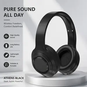 Wireless Bluetooth Over-Ear Noise Cancellation Headphones, Deep Bass Hi-Fi Stereo Audio, 40H Playtime, Foldable Lightweight Headset with Mic for iOS/Android/PC (Black)