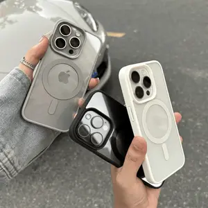 Luxury Wireless Charge Magsafe Transparent Case For iPhone 16 Pro Max 14 13 12 11 15 Plus Magnetic Bumper Cases Cover Protection Protective ip16 phone case Casing Protector Shockproof