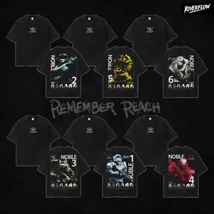 [Collection] 6 Design Noble Team Halo Reach, Remember Reach Unisex Washed Cotton T-Shirt, RPG graphic tees Top anime manga game merch Casual Streetwear men gifts shirts men Menswear Hoodie Print Straight