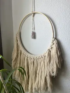 Macrame crystal wall hanger