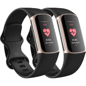 Replacement Bands Compatible with  Charge 6 /  Charge 5 Bands for Women Men,  Fitness  Wristbands for Women Men Small Large (2 Pack)