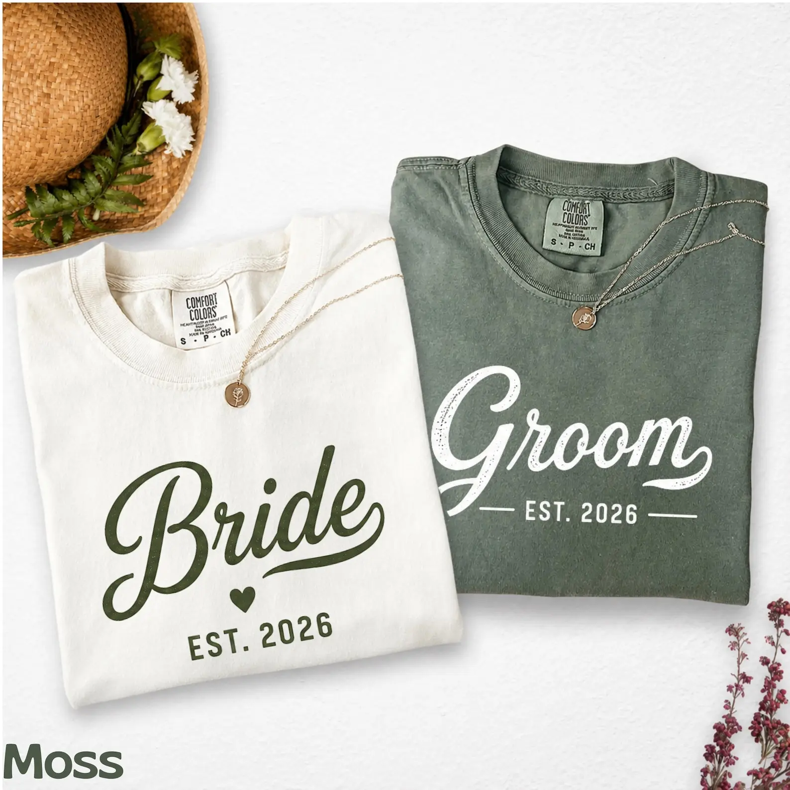 Comfort Colors Custom Bride & Groom Shirt, Married Couple Matching Shirt, Just Married Tees, Matching Bride And Groom Clothing, Bridal Party Outfit, Custom Anniversary Tee, Full Size