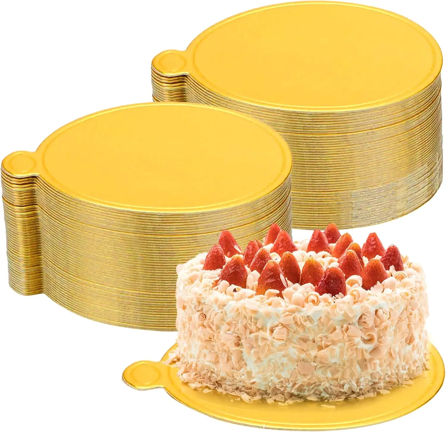 100 Pcs Gold Mini Cake Boards,3.1 Inch round Cardboard Bases,Disposable Food-Grade Plates for Mini Flan,Cupcakes and Desserts,Perfect for Party,Baking and Dessert Display Wedding Birthday starfa lab