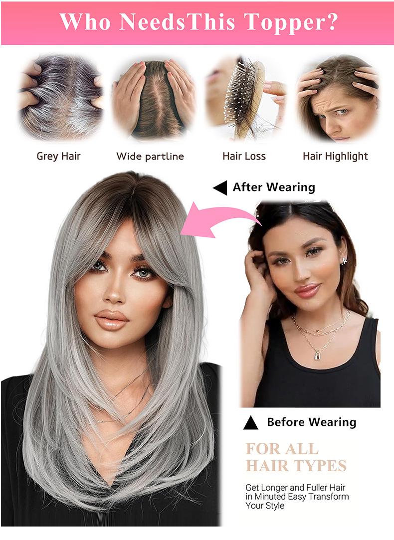 "100% Human Hair 3D Air Bangs Middle Part Clip-In Fringe Extensions, 7×11 Hand-Tied Hair Topper, Invisible T-Shape Secure Clips, Natural Seamless Look for Women 8-12 Inch "	