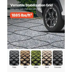 VEVOR Gravel Grid, 2 Inch Depth, 32.81 x 9.84 FT / 10000 x 3000 mm, 1880 LBS Per Sq ft Grass Ground Retainer, Permeable Geo Grids Driveway Stabilization, for Garden, Patio, Walkway, RV Parking Slopes