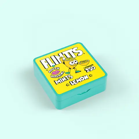 Flintts Mouth Watering Mints: Lemon F-Strength 250, Sugar-Free & Vegan, Dry Mouth Mints
