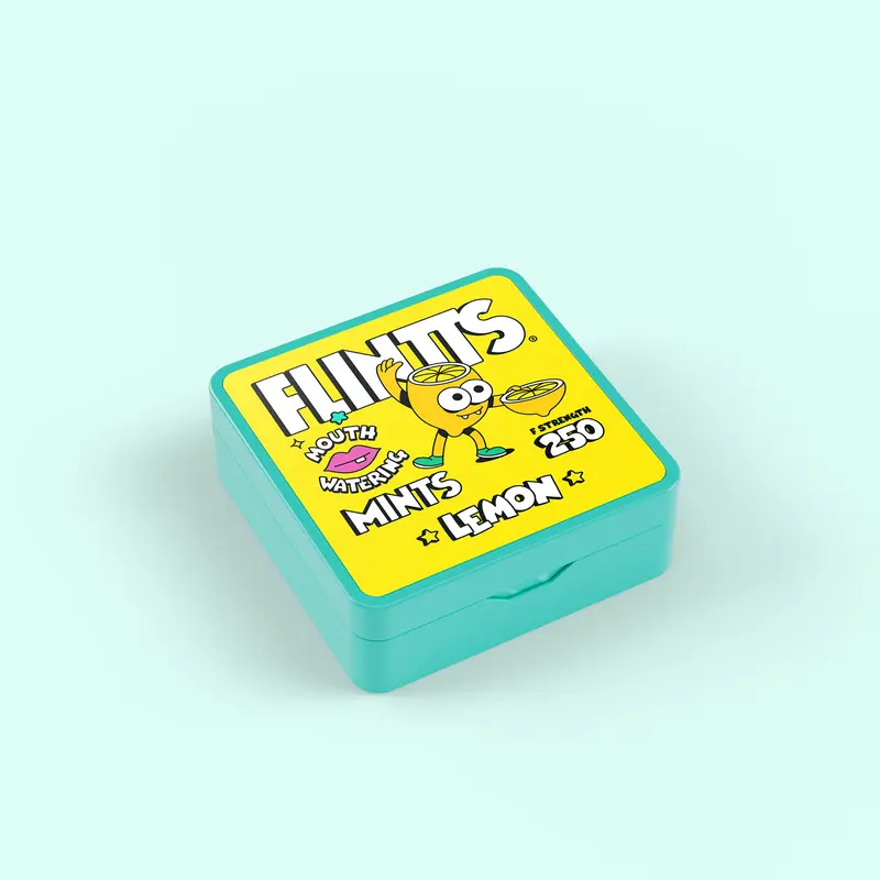 Flintts Mouth Watering Mints: Lemon F-Strength 250, Sugar-Free & Vegan, Dry Mouth Mints