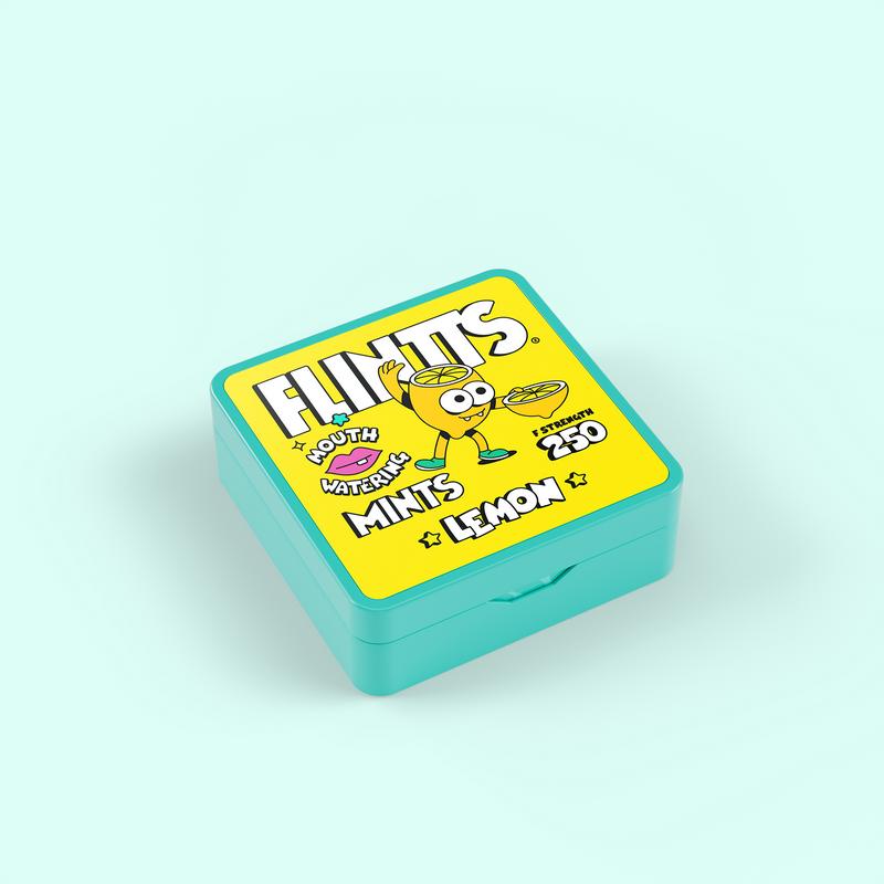 Flintts Mouth Watering Mints: Lemon F-Strength 250, Sugar-Free & Vegan, Dry Mouth Mints