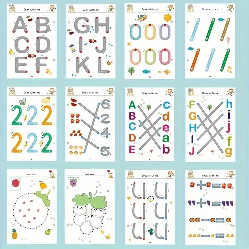 Magic Copybook Set with Random Color Accessories, 1 Set 64 Pages Tracing Book, Educational Drawing Book for Birthday Gifts