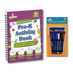 DRY ERASE KIT: Dry Erase Pre-K Activity Workbook & Dry Erase Magnetic Markers 12 Pack