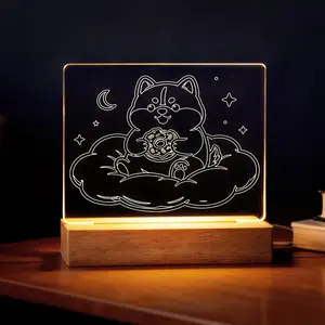 LIVEKEY Shiba Inu Doughnut Night Lamp - 5.9x5.2in Dimmable LED Acrylic Bedside Lamp with Soft Glow, Indoor Use Cozy Lighting Gift for Kids, Home Decor