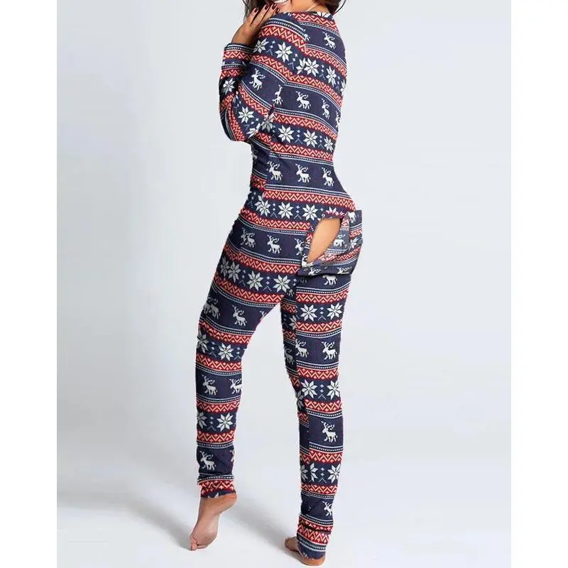 Sexy Pyjama Women's Jumpsuit Suit Button-down Front Back Butt Bum open Ass Flap Jumpsuit Loungewear Christmas Print Buttoned Sexy Pyjama Women's Jumpsuit Suit Button-down Front Back Butt Bum open Ass Flap Jumpsuit Loungewear Christmas Print Buttoned