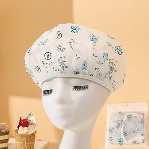 Hand-painted Waterproof Shower Cap Bathing Hat Household Shower Head Cover Kitchen Oil-proof Women's Thickened Hair Cap