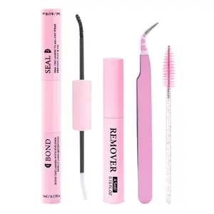 2-In-1 Eyelash Glue Set Includes Adhesive (5ML+5ML), Tweezers, Remover (4.5ML), Brush, Self-Fusion Lashes, Individual Lashes, Eyelash Falsies, Personal Makeup Kit, Fluffy Eyelash Clusters