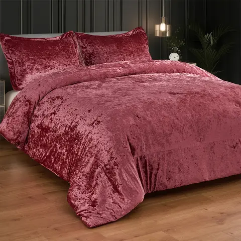 Velvet Luxe 3-Piece Bedding Set - Wrinkle Resistant, Breathable Comforter with Soft Brushed Microfiber Reverse, Matching Sham, for Bedroom Decor, Compatible with Commercial Washer/Dryer